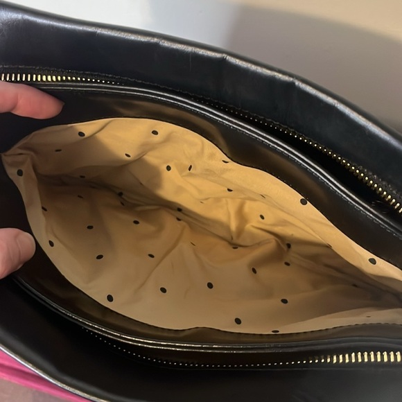 Kate Spade Black Leather and Silver Metallic Accordion Style Handbag RARE - Picture 10 of 16